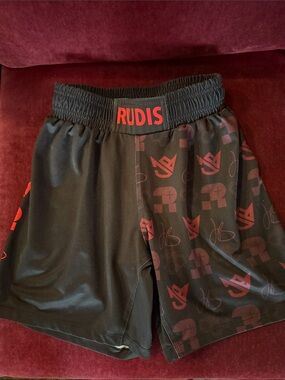 Rudis Kids Black and Red Athletic Shorts